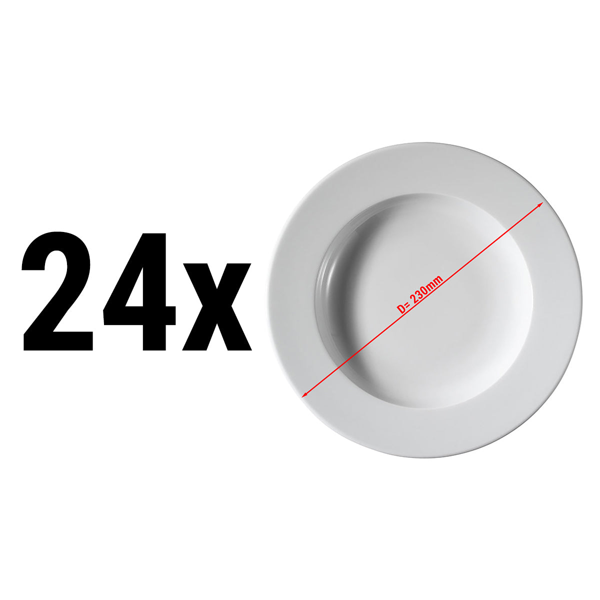 (24 stk.) PERA Hvid - tallerken dyb - Ø 23 cm