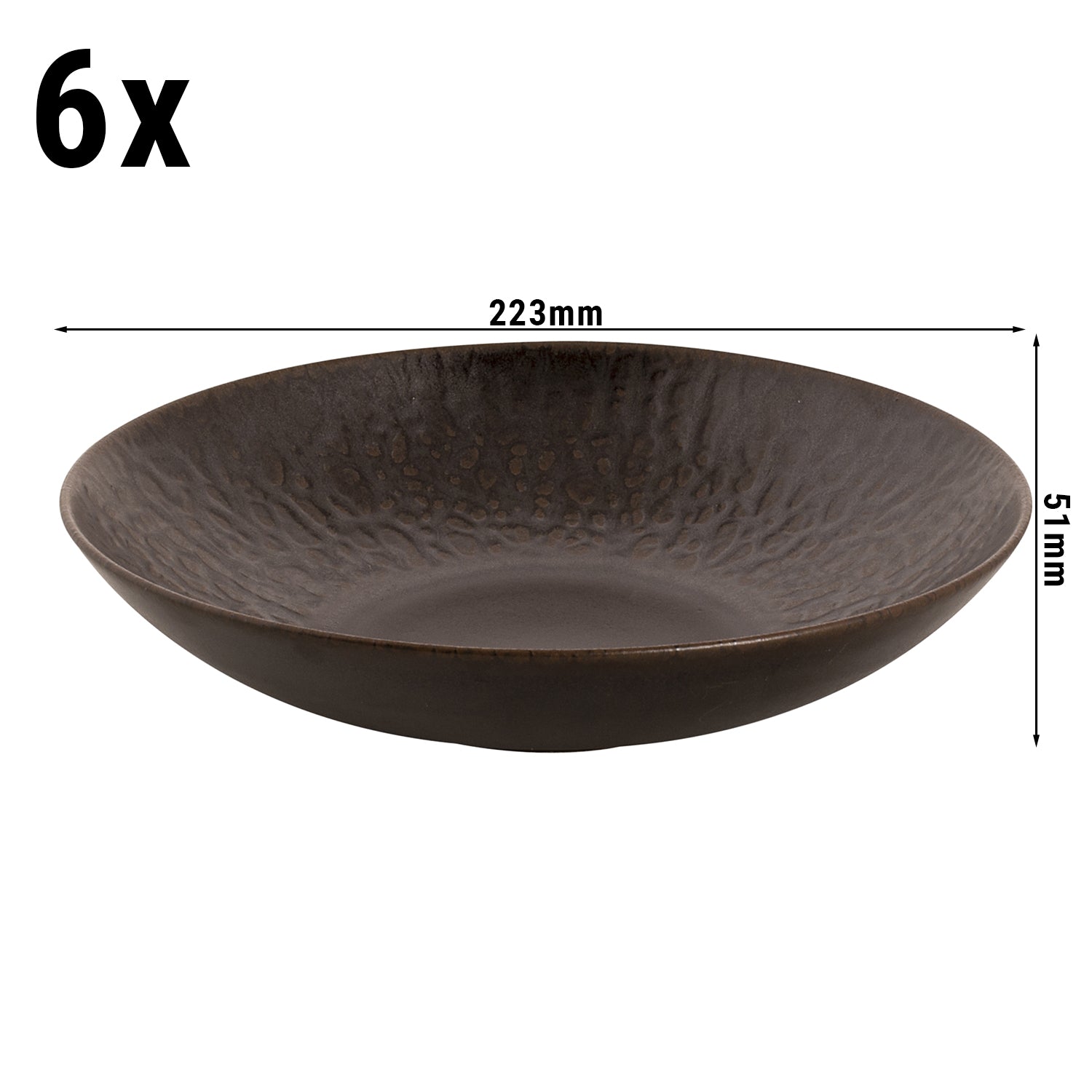 (6 stk.) Rust - Dyb tallerken - Ø 22 cm - Brun