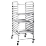 Bakkevogn i rustfrit stål - til 15 bakker 600x400 mm
