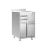 Arbejdsskab – til kaffemaskine – 600 x 600 mm – med 1 vinge-dør, 2 skuffer, skraldespand og opkant