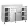 Arbejdskabinet - til kaffemaskine - 1600x600mm - med knagerække, 2 skuffer, 2 låger & opsats