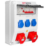 Fordelingsboks - 3x 230V, 1x 16A & 1x 32A stikkontakter - inkl. RCD-sikring