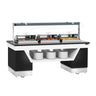 Buffetdisk varm BELFAST - 2300mm - med 3 chafing dishes & hjul
