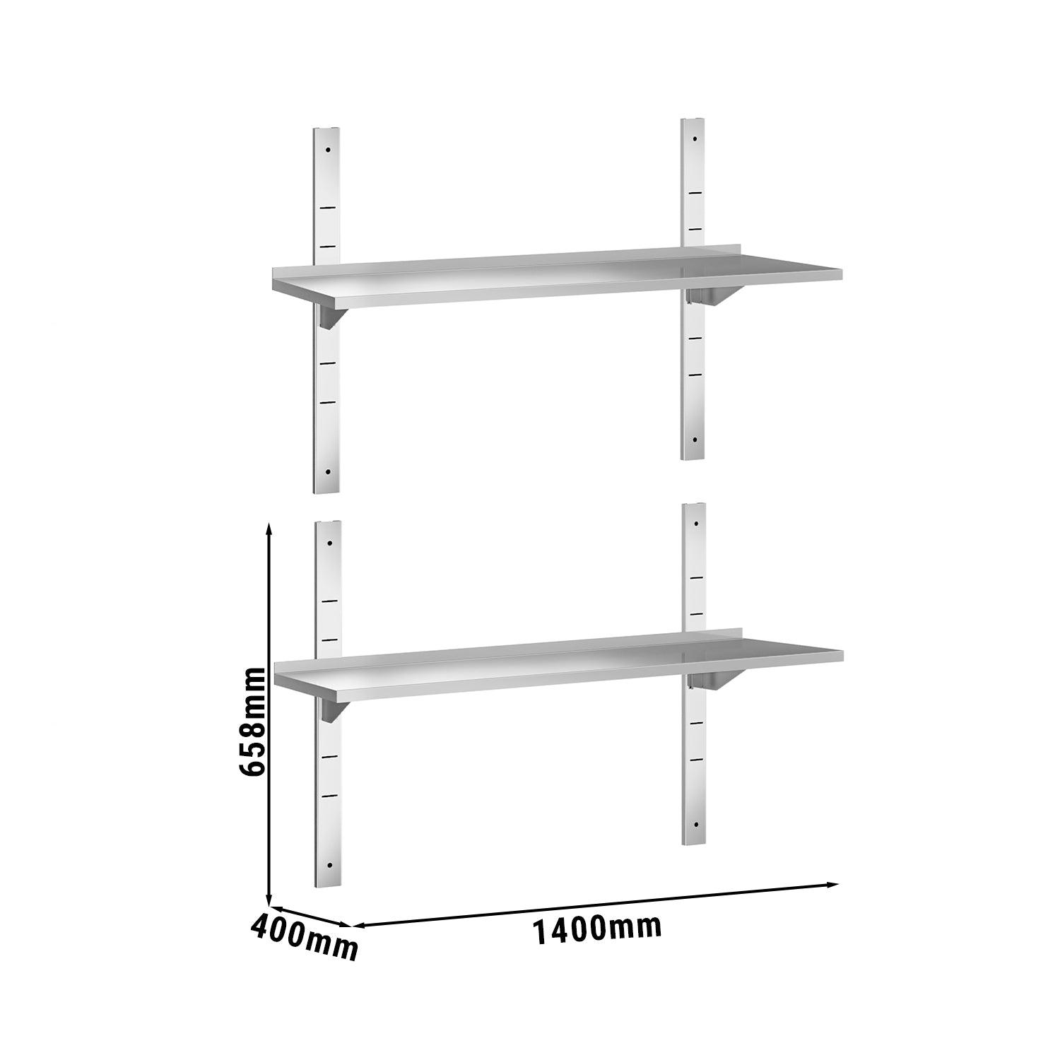 Væghylde 1,4m - med 2 etager