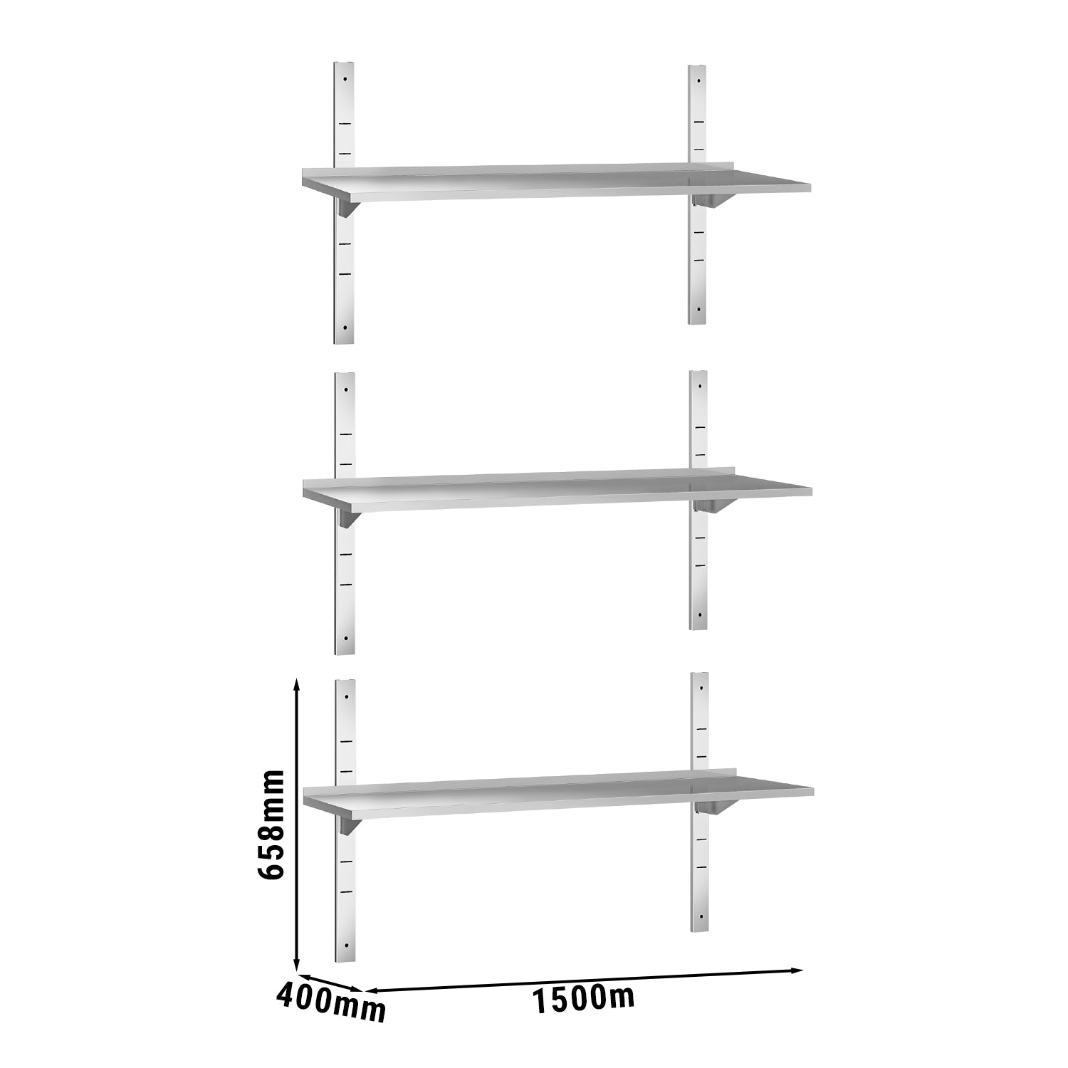 Væghylde 1,5m - med 3 etager