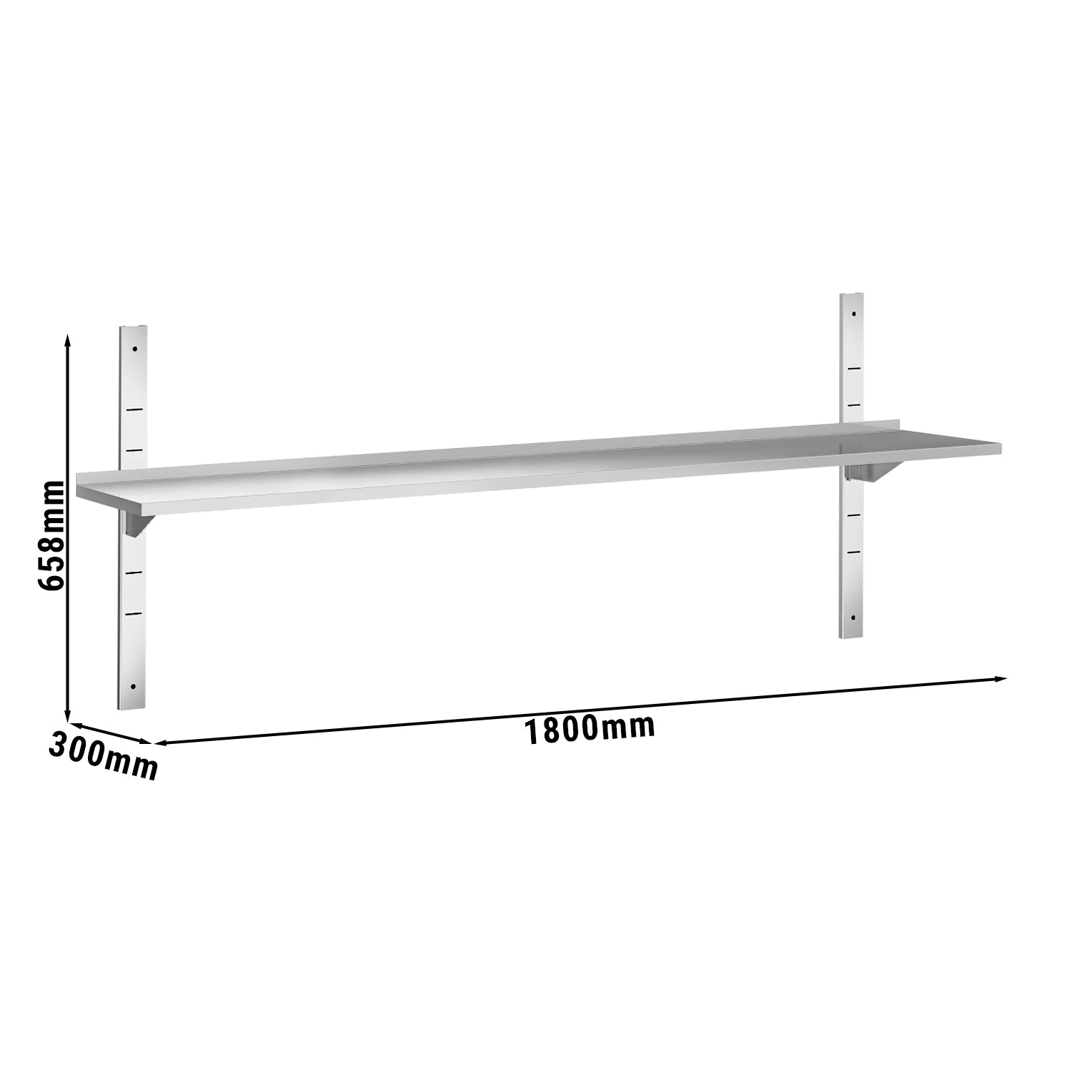 Væghylde 1,8m - med 1 etage