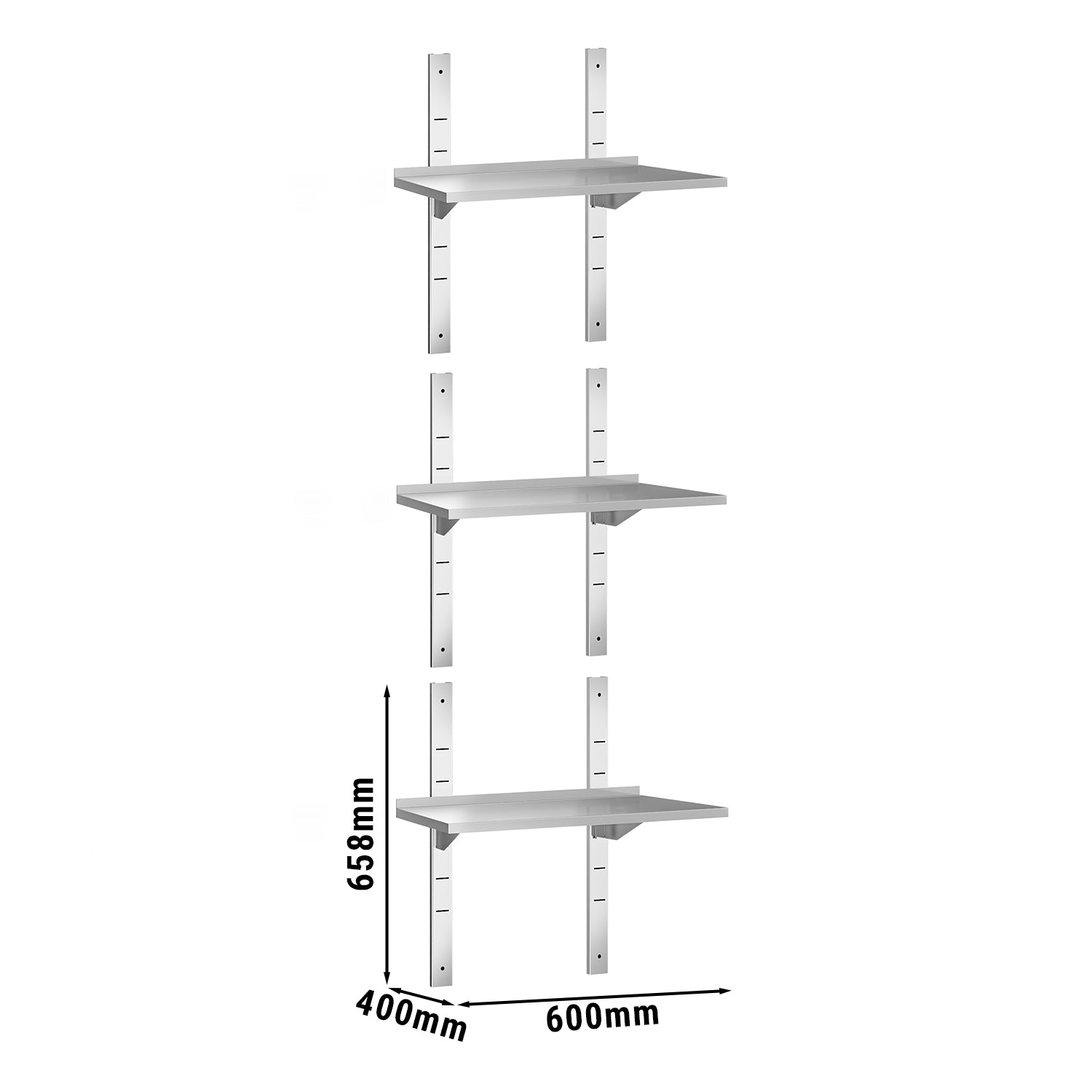 Væghylde 0,6m - med 3 etager