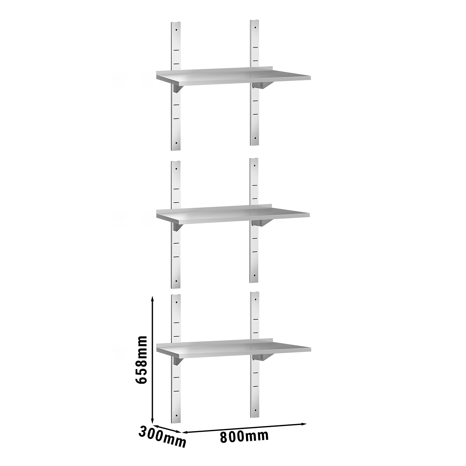 Væghylde 0,8m - med 3 etager