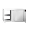 Varmevitrine PREMIUM - 1,5 kW - med skydedøre i glas - gennemstik - 1400x600x870 mm