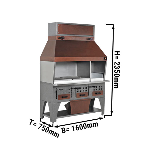 Væg kulgrill - 1,6 m