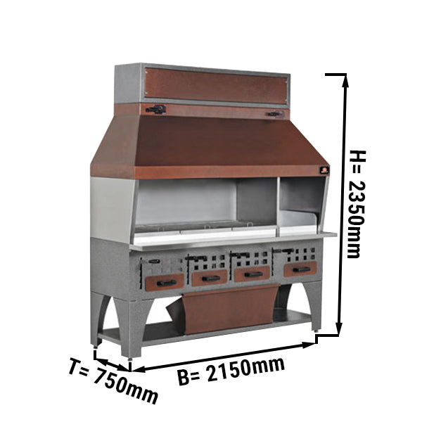 Væg kulgrill - 2,15 m