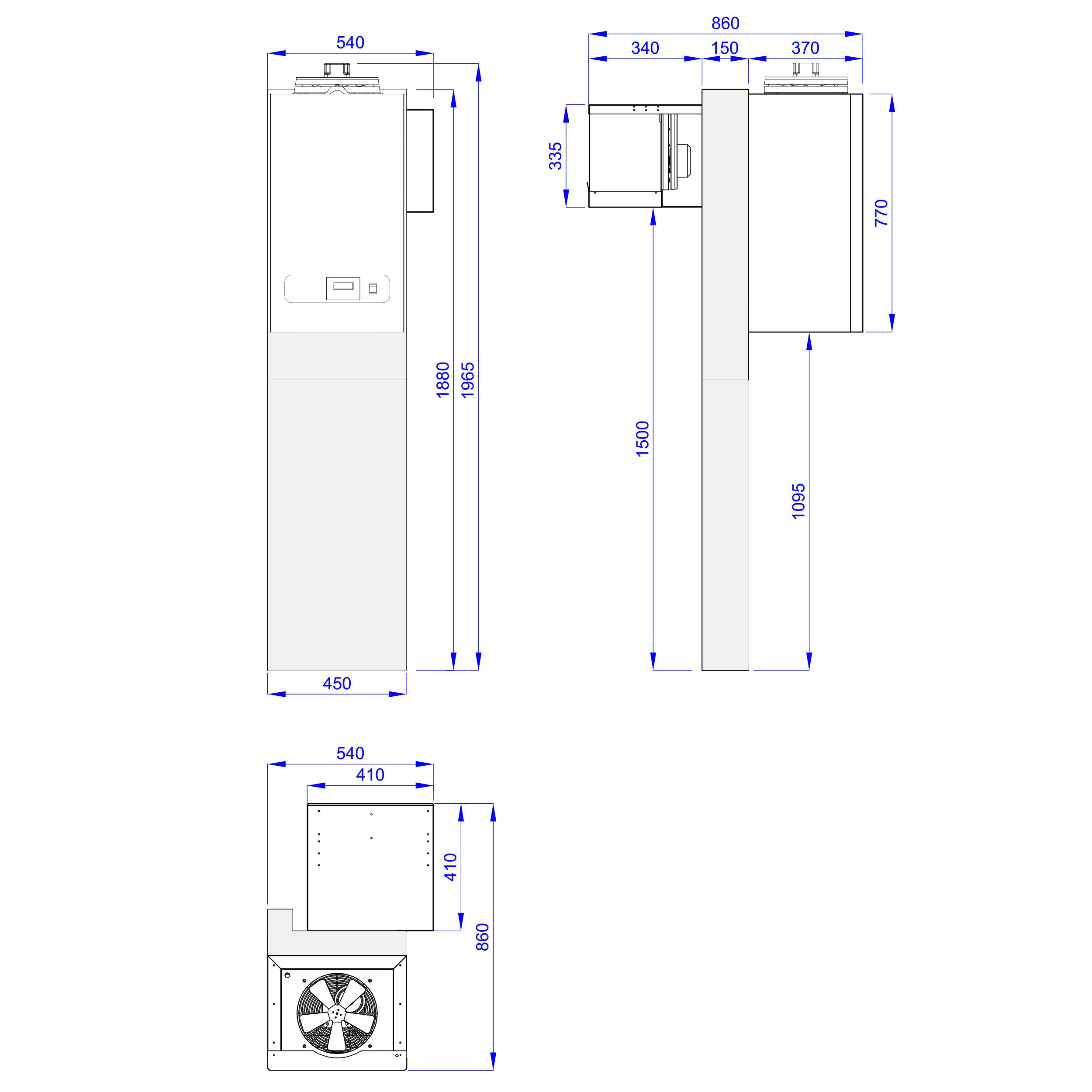 Kølerum - 1,8 x 1,2 m - højde: 2,01 m - 3,15 m³ - inkl. Køleaggregat