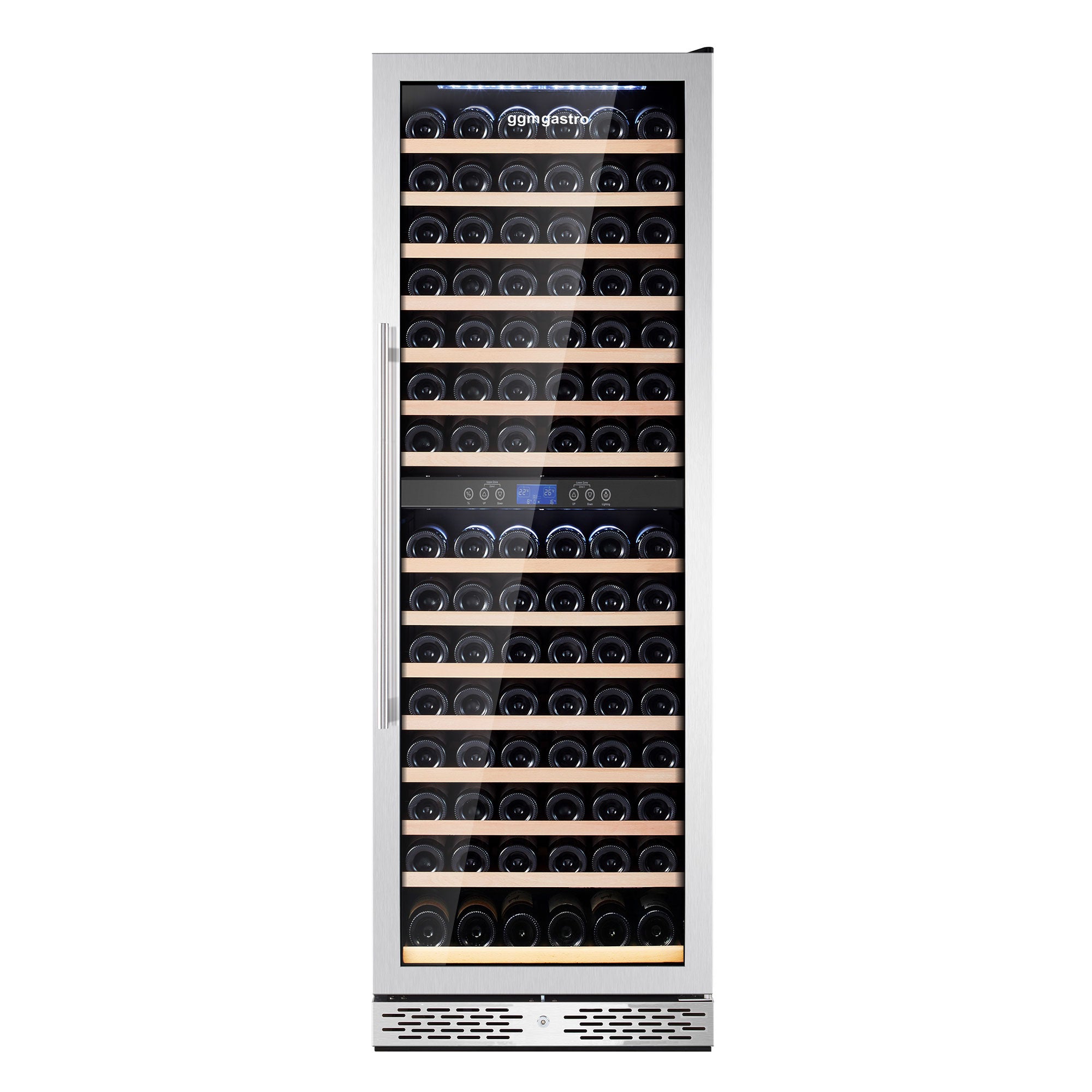 Vinkøleskab - 410 liter - Rustfrit stål / med 2 klimazoner