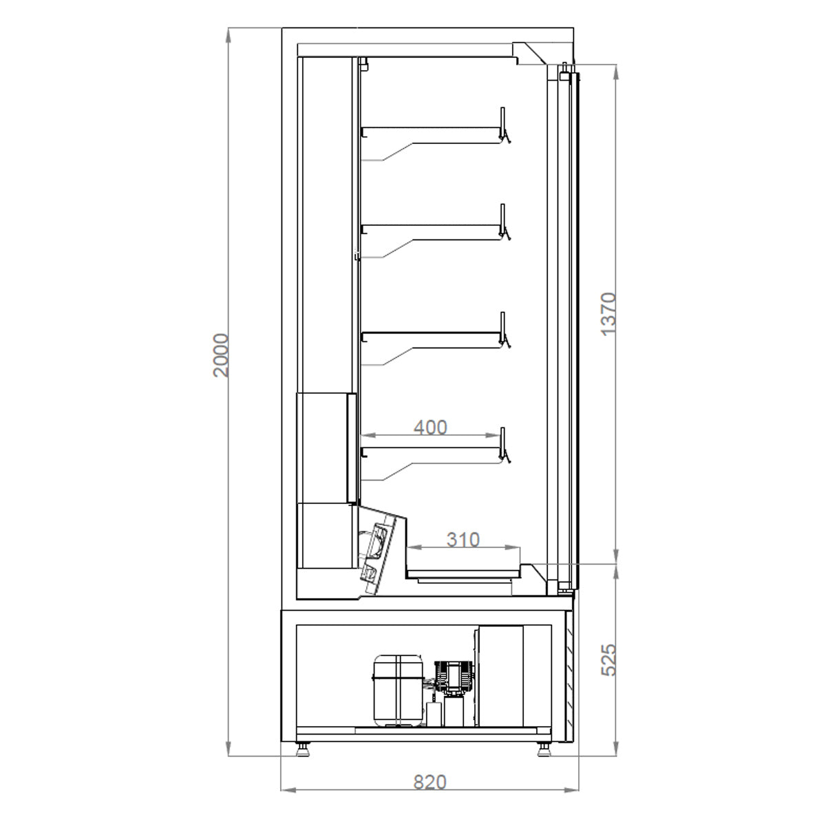 Displayfryserskab - 1,35 m - 831 liter - med 4 hylder - SORT