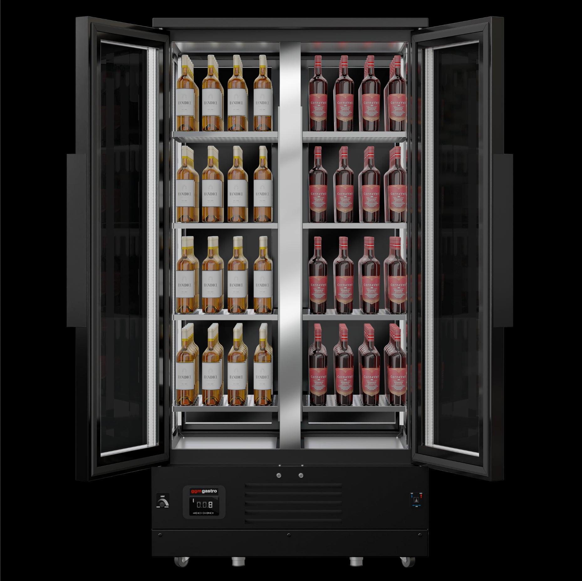 Vin og opbevaring køleskab - 1,0 x 0,61 - med 2 glasdøre