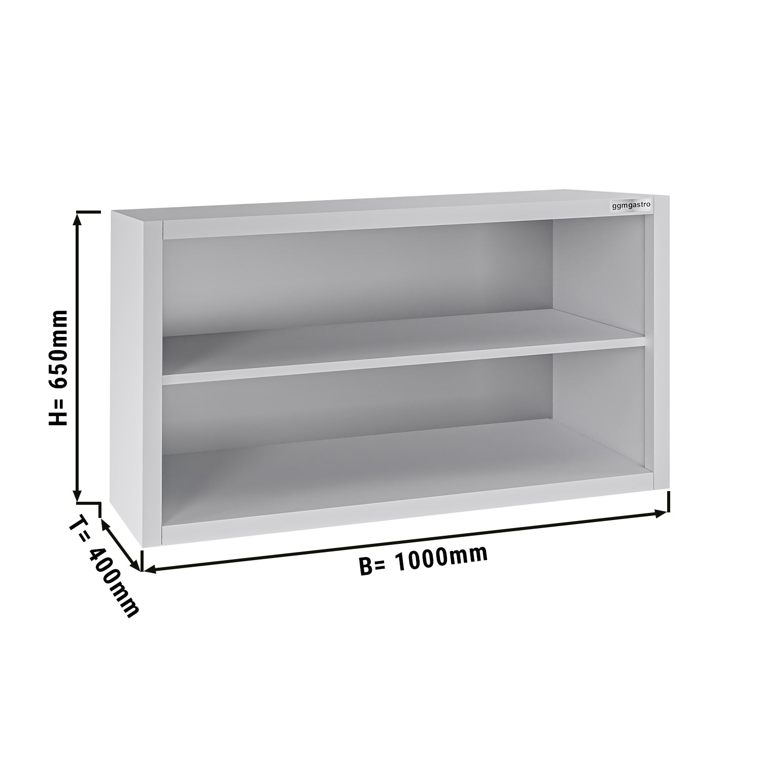 Rustfrit stål Vægskab ECO 1000x400 mm - uden Skydedør - Højde: 650 mm