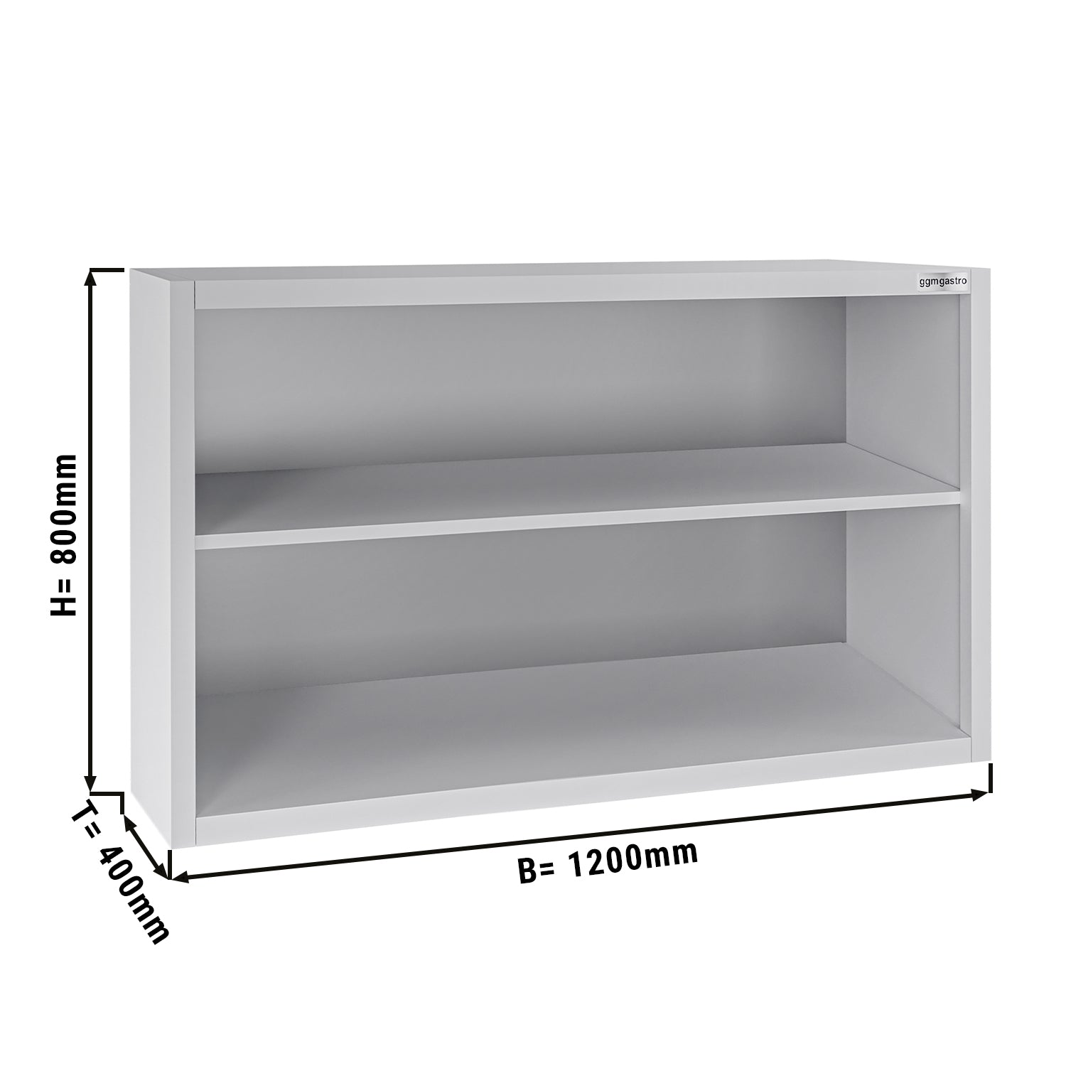 Rustfrit stål Vægskab ECO 1200x400 mm - uden Skydedør - Højde: 800 mm