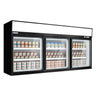 Supermarked væghængt frysereol - 2100mm - 346 liter - med 3 døre & 2 hylder - sort