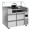 Kølebord - 1210x700 mm - 4 skuffer - til 9x GN 1/6 - inkl. kontaktgrill
