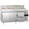 Koldjomfru / Sandwichbord PREMIUM - 1,8 x 0,7 m - med 2 døre & 2 skuffer - till 8x GN 1/3