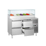 Saladette ECO - 1360x700 mm - 4 skuffer - til 7x GN 1/3 GN-kantiner - med glasaufsatz