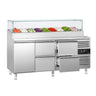 Saladette PREMIUM - 1795x700 mm - 1 dør og 4 skuffer - til 9x GN 1/3 GN-kantiner - inkl. Glasaufsatz