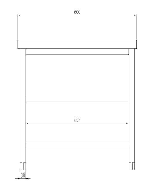 Rustfrit stål arbejdsbord PREMIUM - 1,5 m - med underhylde & mellemhylde