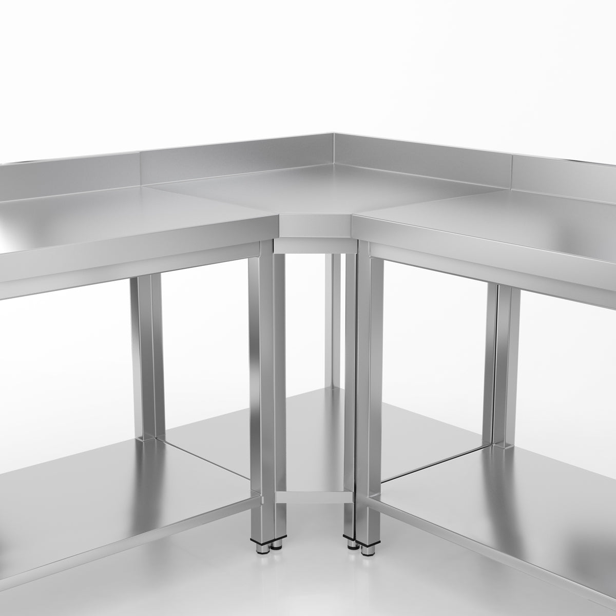 Rustfrit stål arbejdsbord - 1,0 x 0,6 m - med underhylde & bagkant