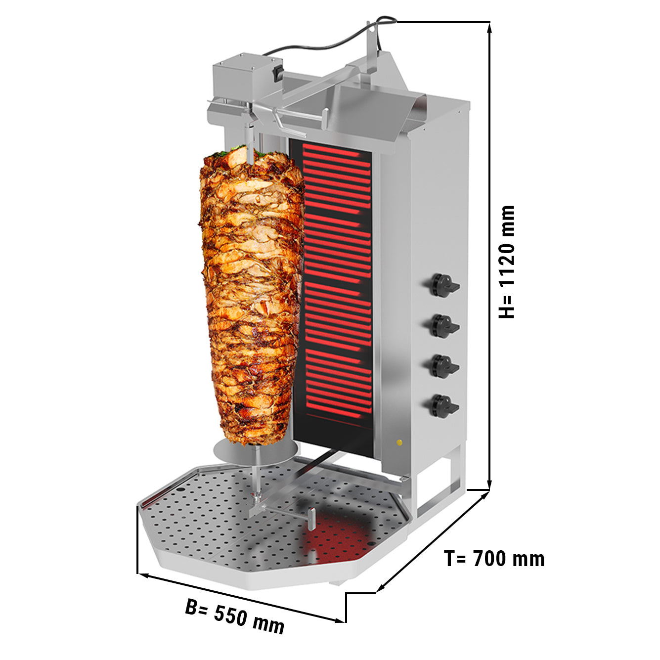 Kebabsteger 4 brænder / maksimum 60 kg