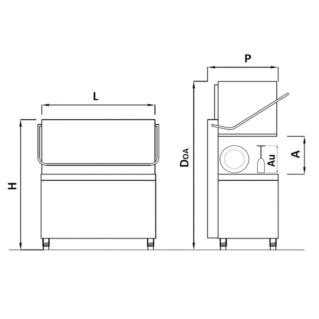 Dobbelt Hetteoppvaskmaskin (22,2 kW) - med Afløbspumpe og Blødgøringsanlæg (Dobbeltvægget)