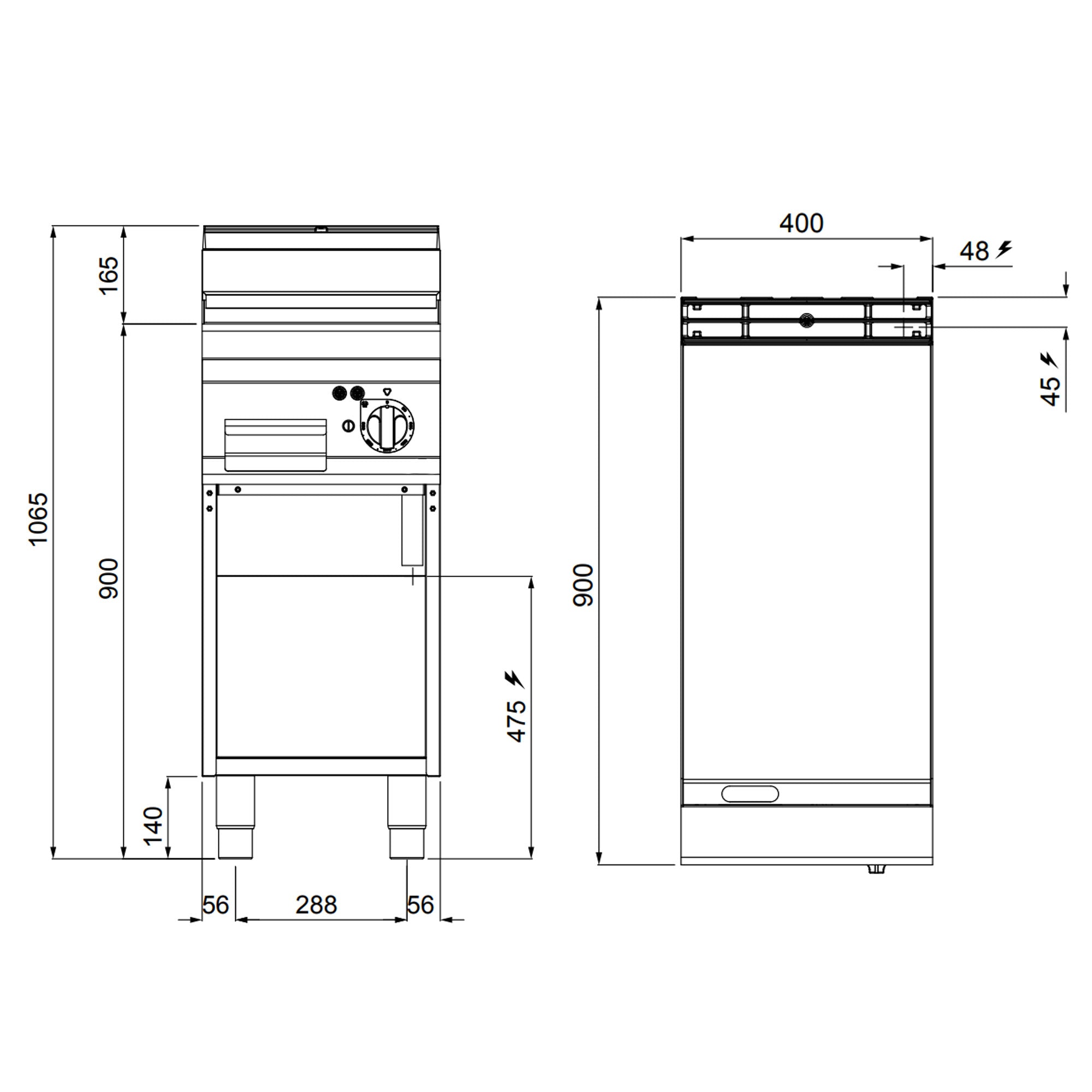 Elektrisk stegeplade - glat - med en blank finish (5,7 kW)