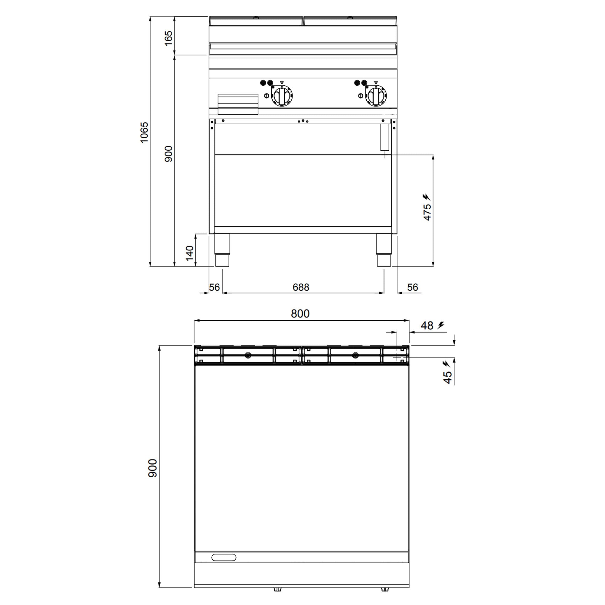 Elektrisk stegeplade - glat - med en blank finish (11,4 kW)