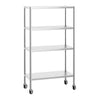 Hylde i rustfrit stål PREMIUM - 1,0 x 0,5 m - med 4 hylder (JUSTERBAR) - inkl. 4 hjul