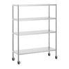 Hylde i rustfrit stål PREMIUM - 1,4 x 0,5 m - med 4 hylder (JUSTERBAR) - inkl. 4 hjul
