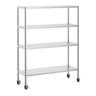 Hylde i rustfrit stål PREMIUM - 1,4 x 0,5 m - med 4 hylder (JUSTERBAR) - inkl. 4 hjul
