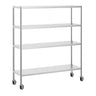 Hylde i rustfrit stål PREMIUM - 1,6 x 0,5 m - med 4 hylder (JUSTERBAR) - inkl. 4 hjul