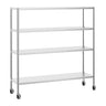 Hylde i rustfrit stål PREMIUM - 1,8 x 0,5 m - med 4 hylder (JUSTERBAR) - inkl. 4 hjul