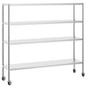 Hylde i rustfrit stål PREMIUM - 2,0 x 0,5 m - med 4 hylder (JUSTERBAR) - inkl. 4 hjul