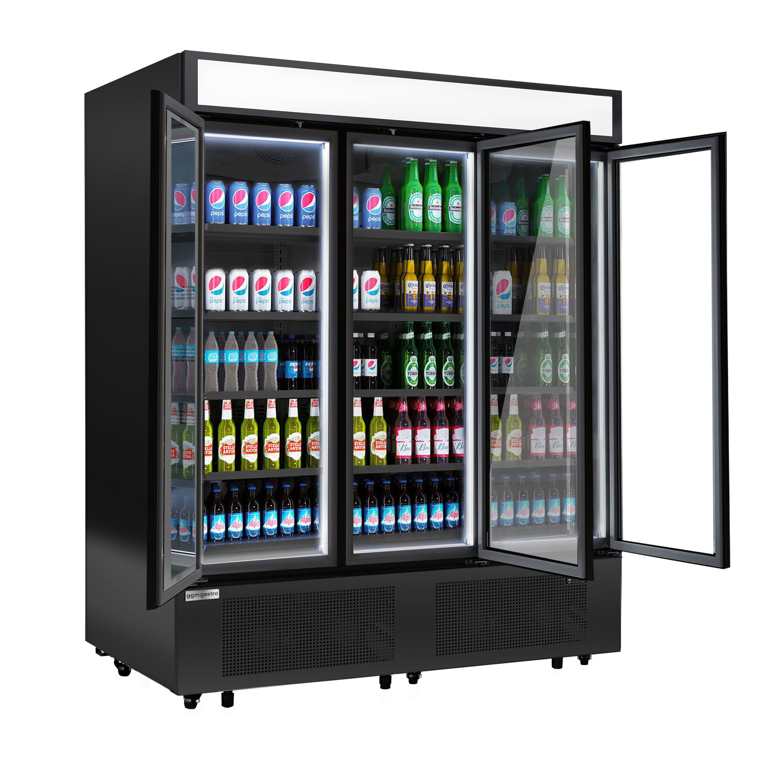 Flaskekøleskab - 1325 liter - med 3 Glasdøre