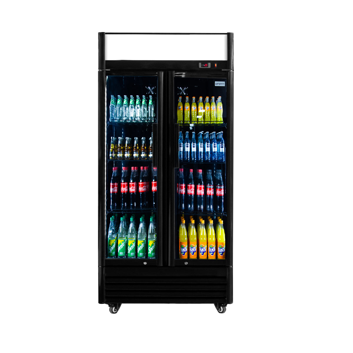 Flaskekøleskab sort - 630 liter - med 2 Glasdøre