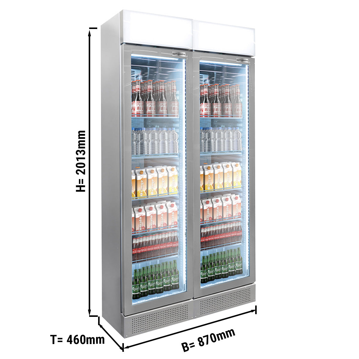 (2 stk) Flaskekøleskab - 290 liter (Total) - Grå
