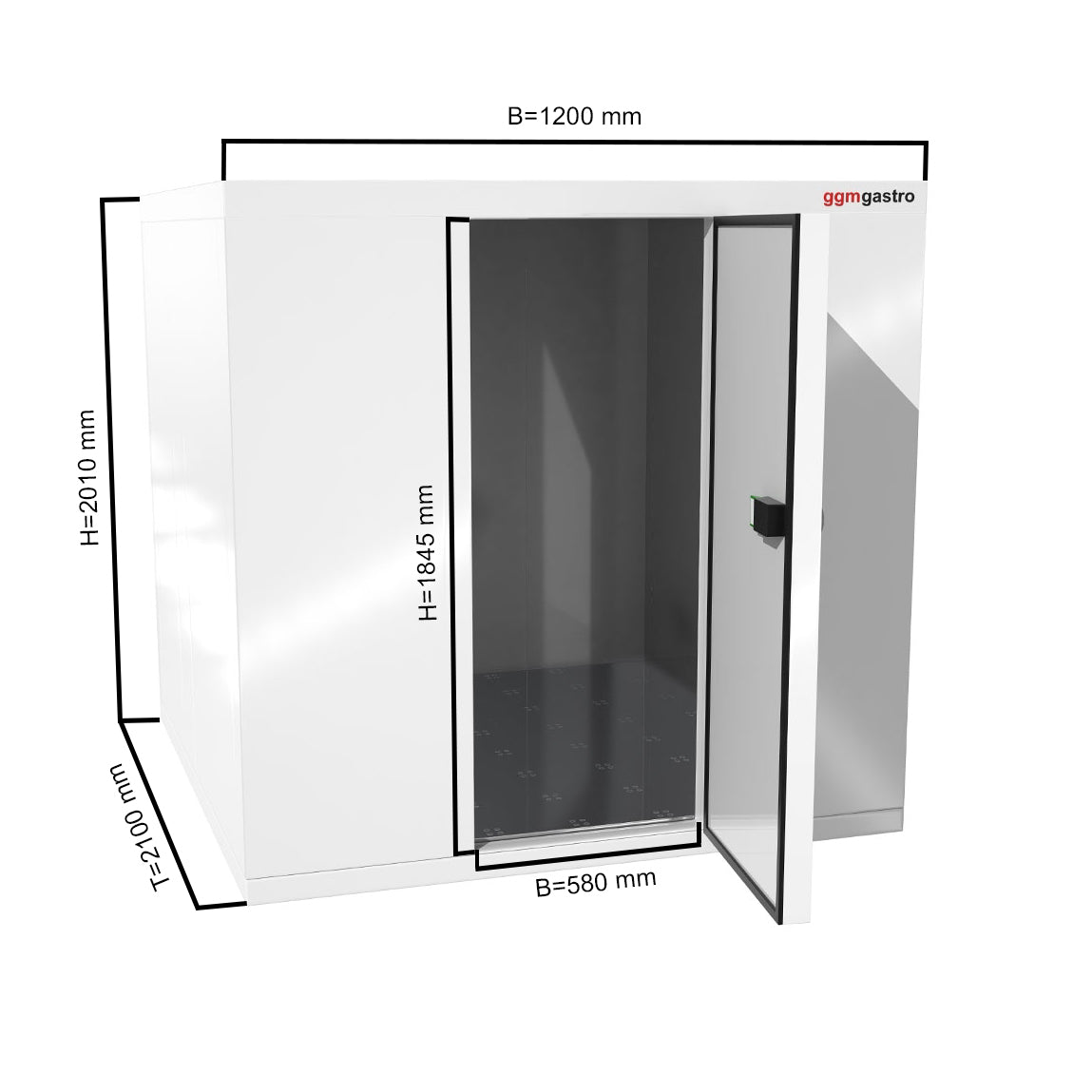 Kølerum - 1,2 x 2,1 m - 3,7 m³