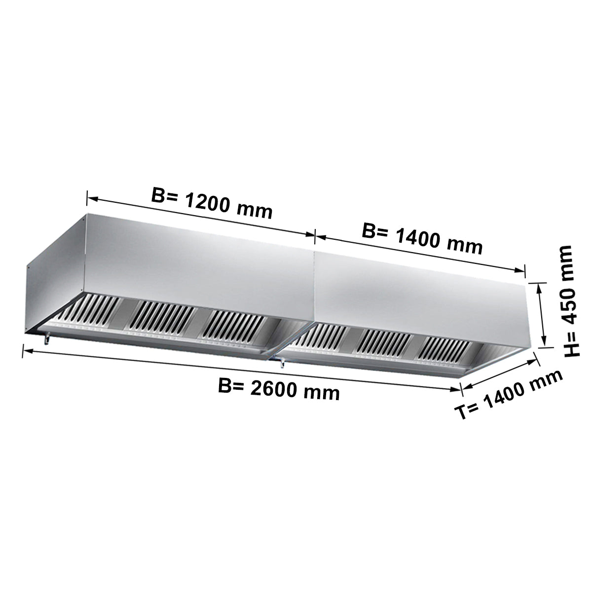 Kasse emfang 2,6m - med filter og lampe