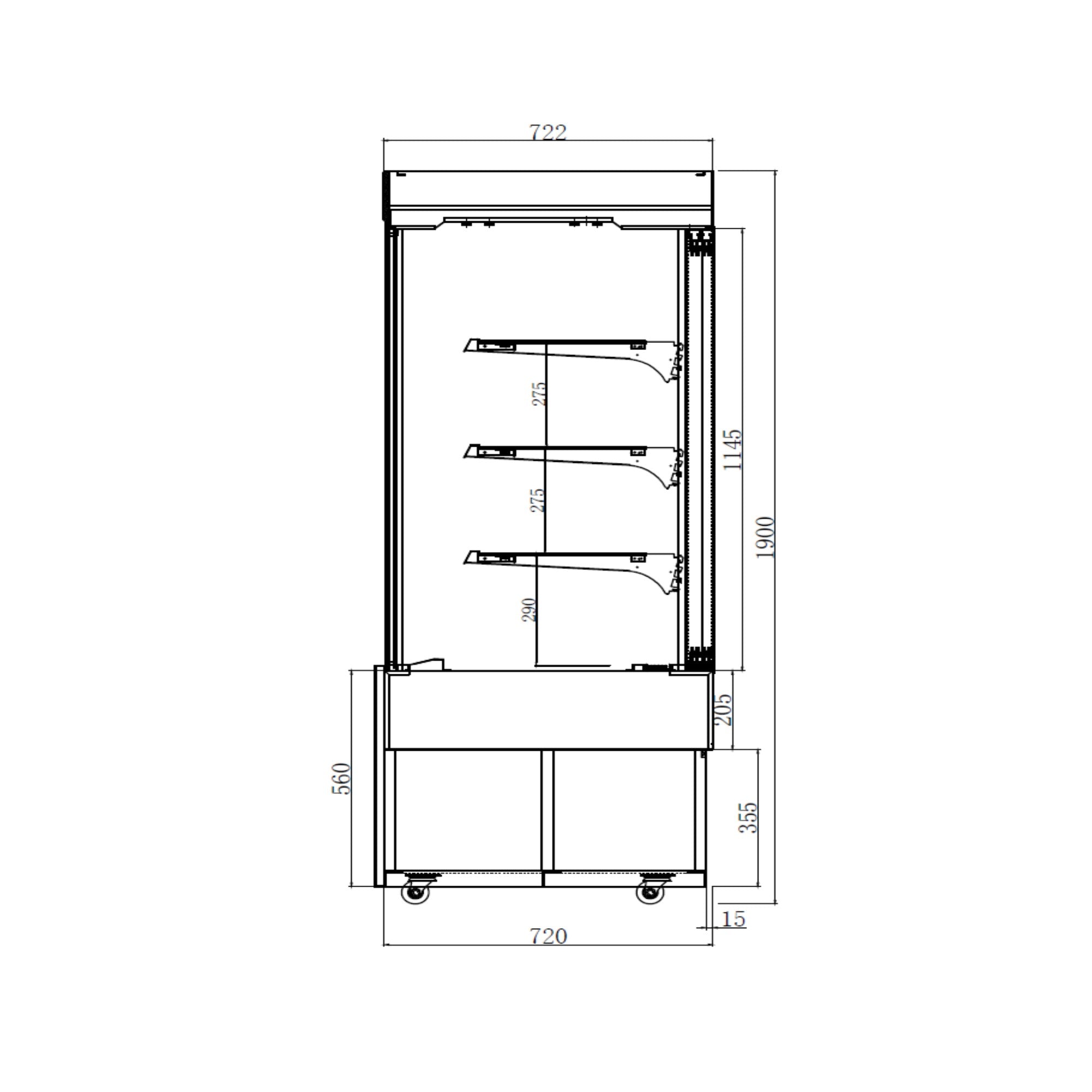 Kagedisk - 1,0 m - 850 liter - 3 Hylder (LED)