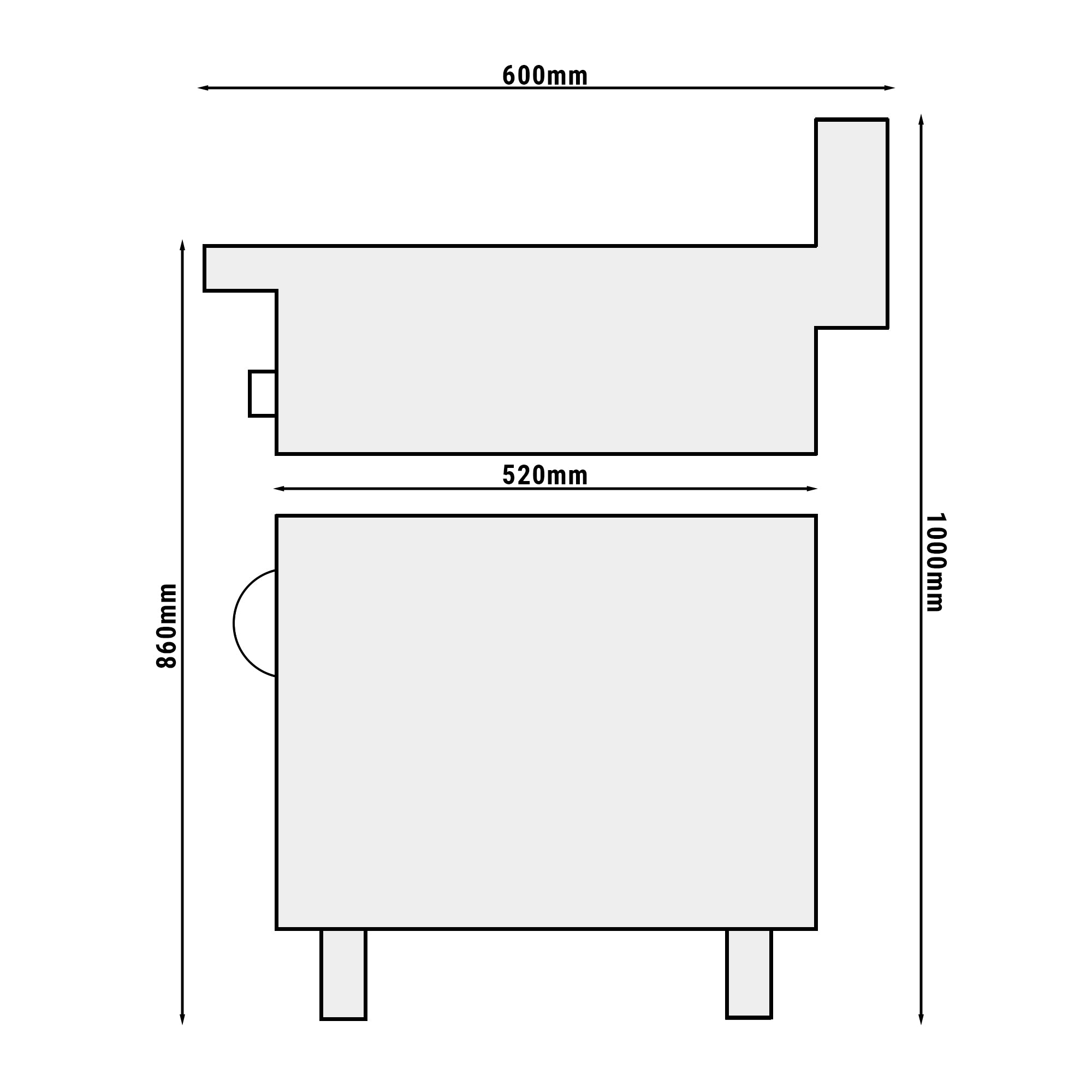 Bain Marie - 1x GN 1/1 og 3x GN 1/9 - inklusive understel med 2 døre