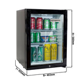 Mini køleskab med 1 glasdør - støjsvag og låsbar