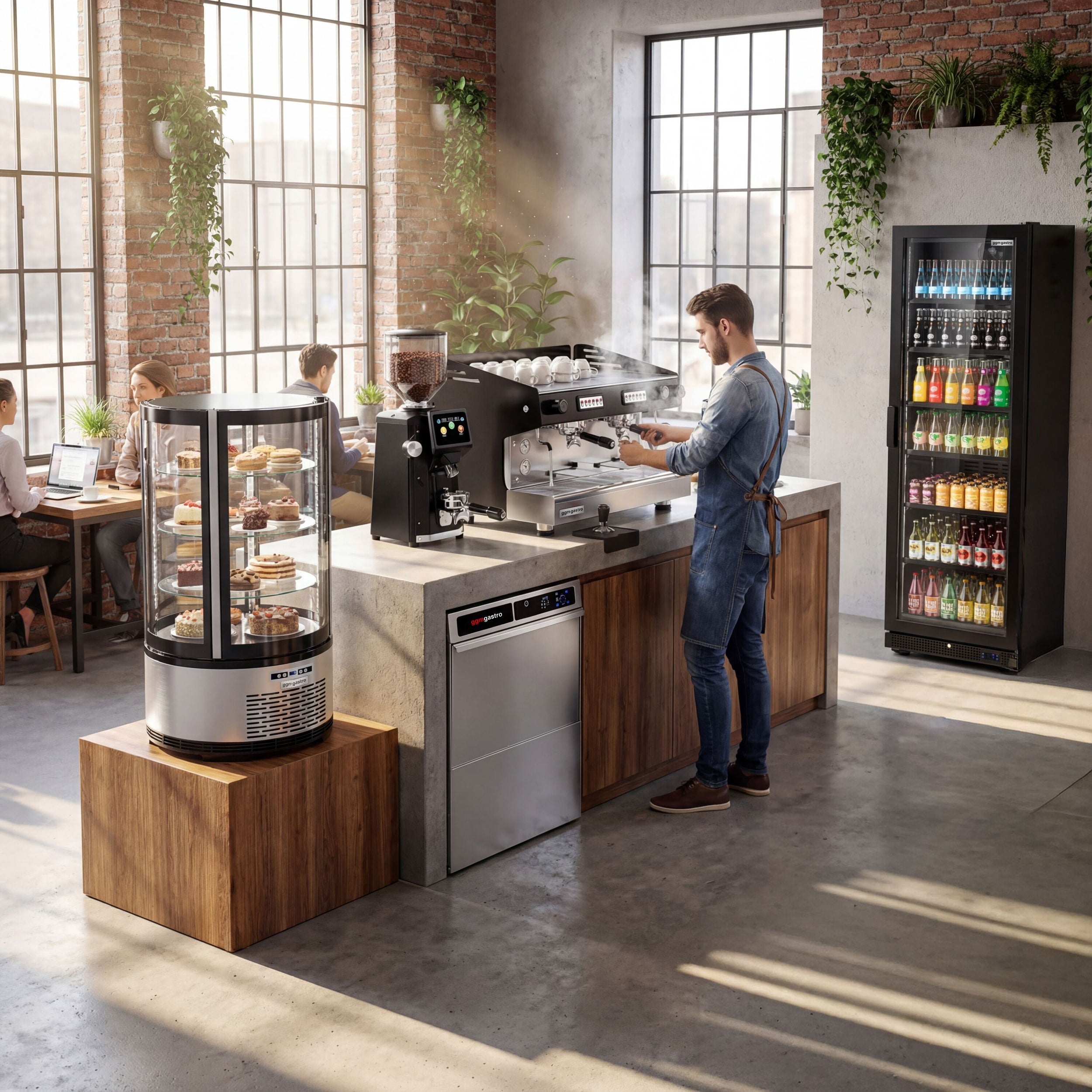 panoramavitirne_kaffeemuehle_gläserspuelmaschine_kaffeemaschine_getraenkekuehlschrank_room