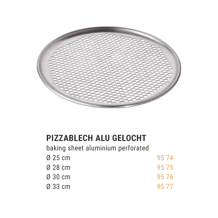 Pizzaplade af aluminium - hullet - Ø 25 cm