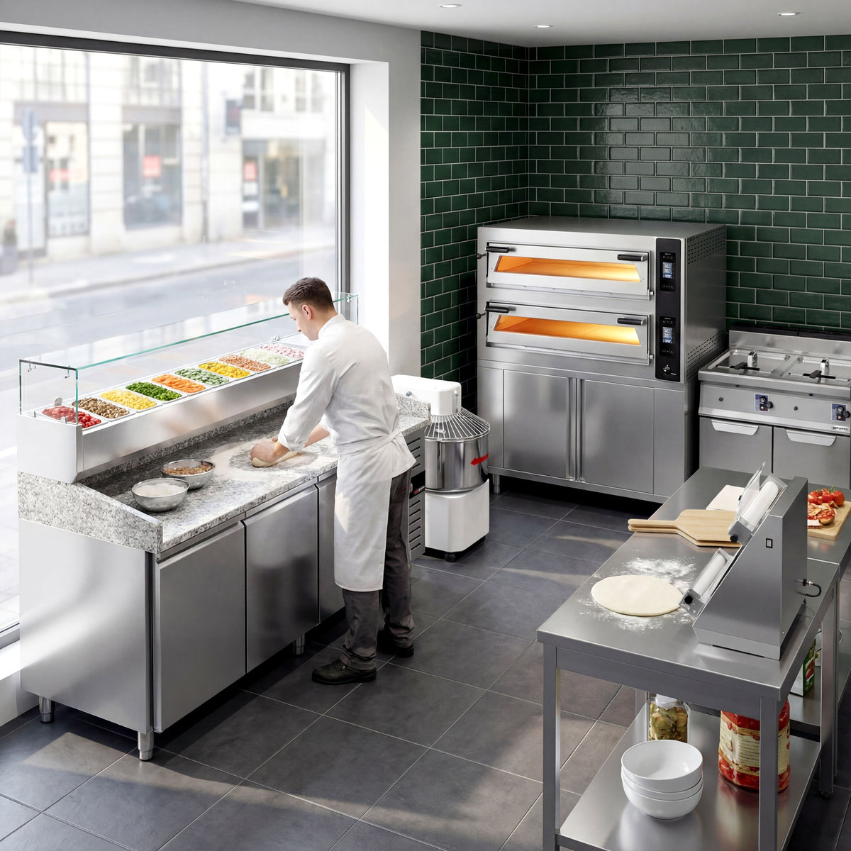 pizzakuehltisch-pizzaofen-teigknetmaschine-fritteuse_raum