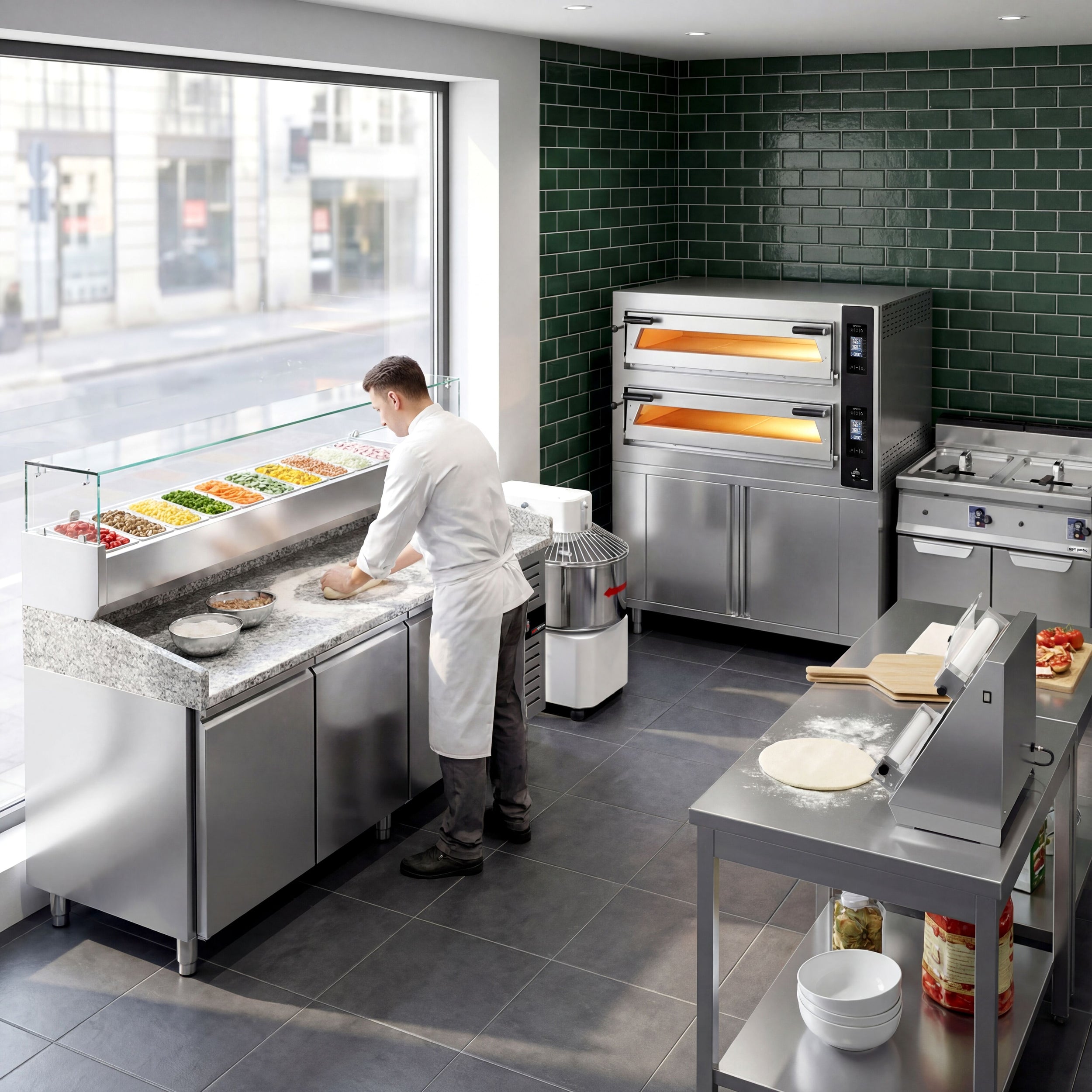 pizzakuehltisch-pizzaofen-teigknetmaschine-fritteuse_raum